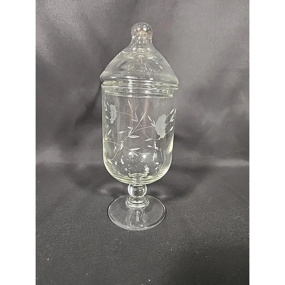 Princess House Heritage Crystal Footed Candy Apothecary Jar w/ Lid‎ Vintage 80s